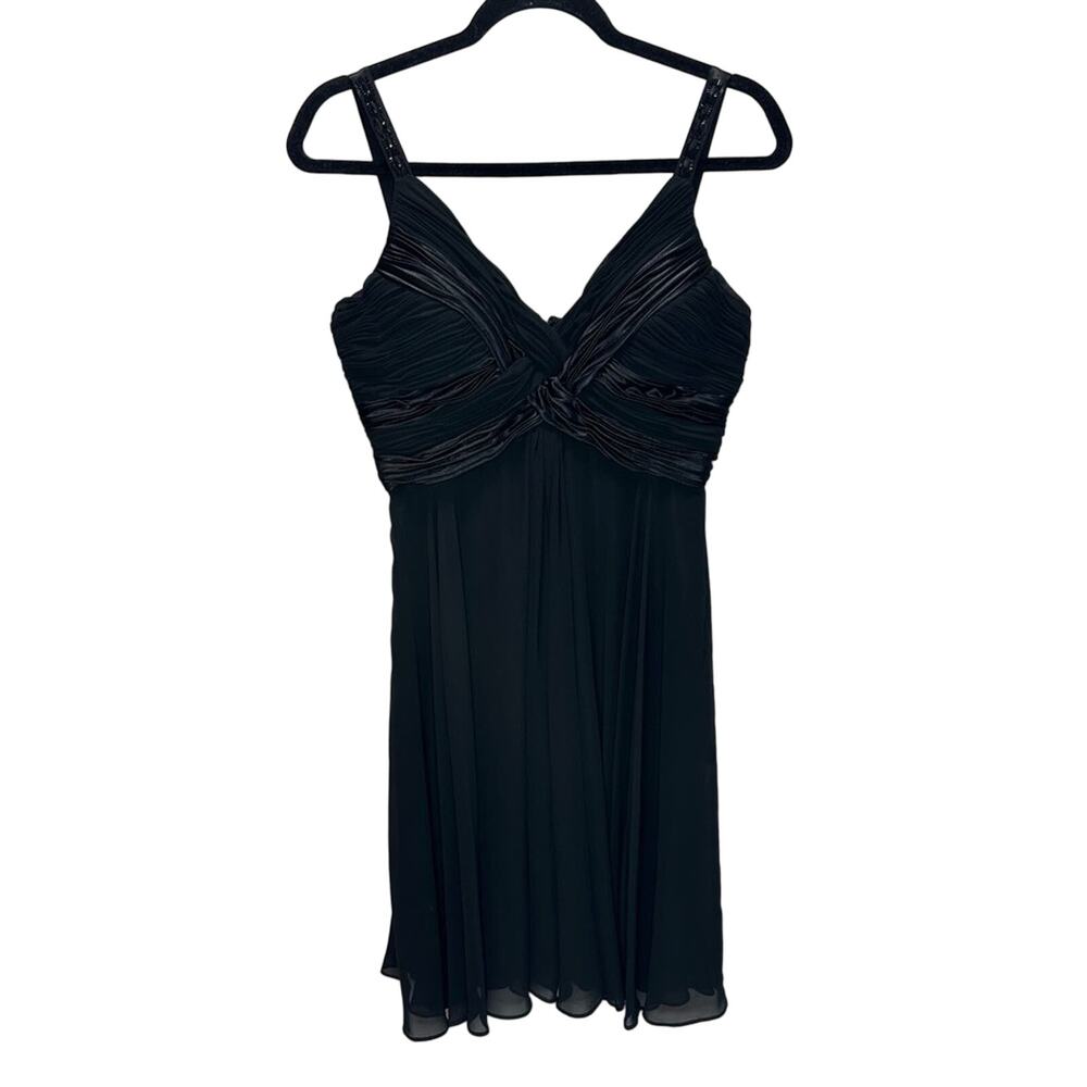 S.L. Fashions Little Black Dress Fully Lined with Embellished Straps Size 8